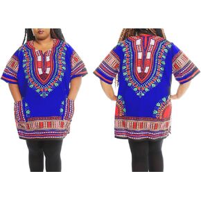 Unixex African Traditional Elastic Waist Dashki Top Wide Elbow Dashiki Tunic Top in Saudi Arabia