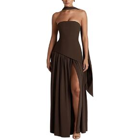 Womens Sexy Backless Strapless Dress Mesh Maxi Dresses High Split Bodycon Dress Party Festival Outfits in Saudi Arabia