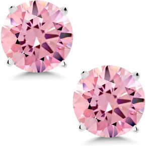 Gem Stone King 3.00 Cttw Round 6MM Pink Zirconia 14K White Gold Stud Earrings for Women Men in Saudi Arabia