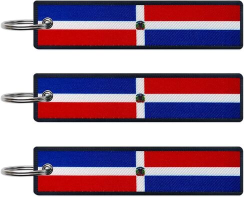 JAVD Dominican Flag Keychain Tag with Key Ring - Keys, Cars, Motorcycles, Backpacks, Luggage and Gifts - EDC (3 Pack) in Kuwait