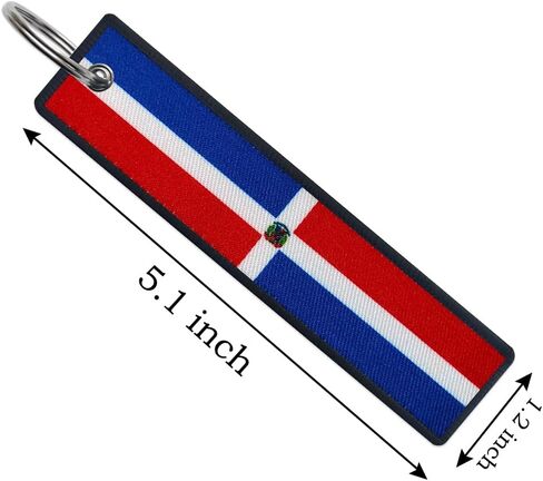 JAVD Dominican Flag Keychain Tag with Key Ring - Keys, Cars, Motorcycles, Backpacks, Luggage and Gifts - EDC (3 Pack) in Kuwait
