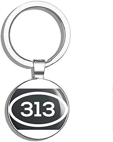 313 Area Code Sticker Michigan Detroit Allen Park Dearborn City Pride Double Sided Stainless Steel Keychain Key Ring Chain Holder Car/Key Finder in Saudi Arabia