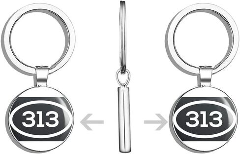 313 Area Code Sticker Michigan Detroit Allen Park Dearborn City Pride Double Sided Stainless Steel Keychain Key Ring Chain Holder Car/Key Finder in Saudi Arabia