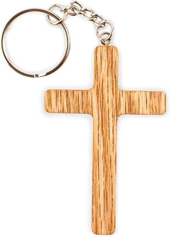 Wooden Cross Keychain, Solid Oak Christian Key Ring, Handmade in USA, Faith Gift for Men and Women, 2.5 x 1.75 x 0.25 Inches, Baptism or Confirmation Gift in Saudi Arabia