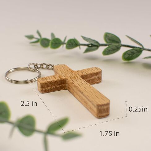 Wooden Cross Keychain, Solid Oak Christian Key Ring, Handmade in USA, Faith Gift for Men and Women, 2.5 x 1.75 x 0.25 Inches, Baptism or Confirmation Gift in Saudi Arabia