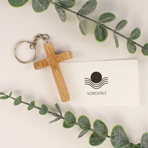 Wooden Cross Keychain, Solid Oak Christian Key Ring, Handmade in USA, Faith Gift for Men and Women, 2.5 x 1.75 x 0.25 Inches, Baptism or Confirmation Gift in Saudi Arabia