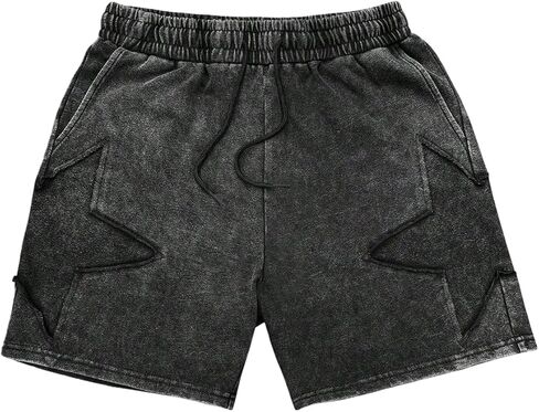 GORGLITTER Boy's Star Graphic Shorts Y2K Elastic Waist Straight Leg Distressed Drippy Track Shorts Streetwear Athletic in Saudi Arabia