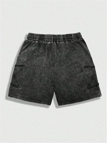 GORGLITTER Boy's Star Graphic Shorts Y2K Elastic Waist Straight Leg Distressed Drippy Track Shorts Streetwear Athletic in Saudi Arabia