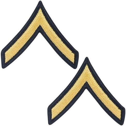 Army E2 PVT2 Chevrons Stripes Blue Gold for ASU Male Pair in Kuwait