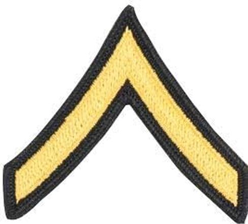 Army E2 PVT2 Chevrons Stripes Blue Gold for ASU Male Pair in Kuwait