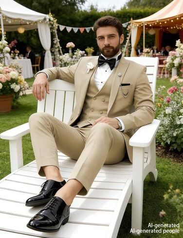 Tuxedo for Men 3 Piece Suit Slim Fit Tuxedo Suit Set Wedding Prom Suits Mens Fashion Formal Suits with Tie in Kuwait