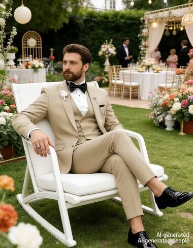 Tuxedo for Men 3 Piece Suit Slim Fit Tuxedo Suit Set Wedding Prom Suits Mens Fashion Formal Suits with Tie in Kuwait