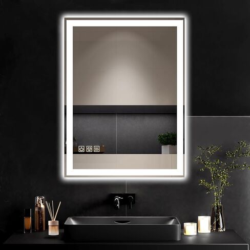 24"X32" LED Bathroom Vanity Mirror with Lights, Anti-Fog, Dimmable, Lighted Bathroom Mirror for Wall, Memory Function, Tempered Glass, Shatter-Proof, Backlit & Front Lit in Saudi Arabia