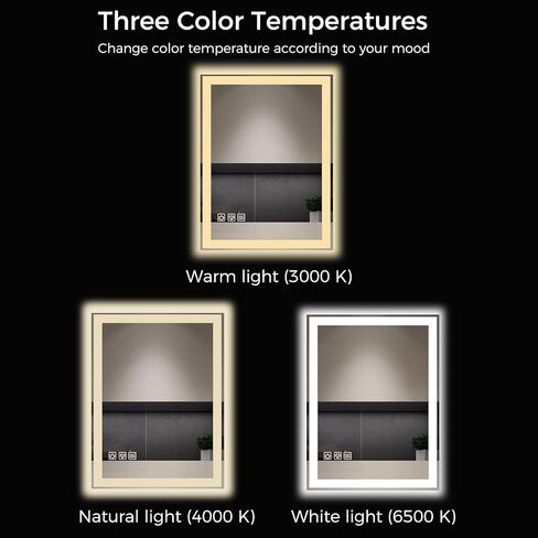 24"X32" LED Bathroom Vanity Mirror with Lights, Anti-Fog, Dimmable, Lighted Bathroom Mirror for Wall, Memory Function, Tempered Glass, Shatter-Proof, Backlit & Front Lit in Saudi Arabia