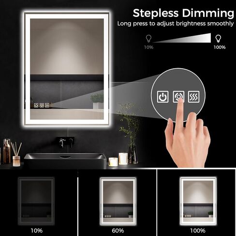 24"X32" LED Bathroom Vanity Mirror with Lights, Anti-Fog, Dimmable, Lighted Bathroom Mirror for Wall, Memory Function, Tempered Glass, Shatter-Proof, Backlit & Front Lit in Saudi Arabia