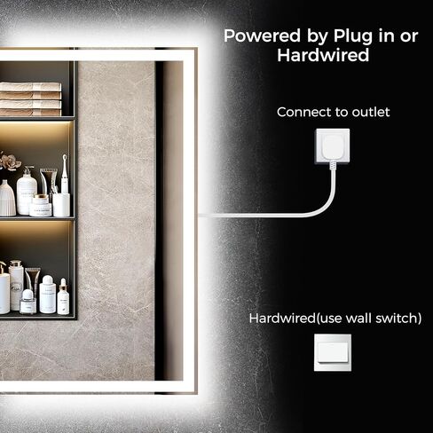 24"X32" LED Bathroom Vanity Mirror with Lights, Anti-Fog, Dimmable, Lighted Bathroom Mirror for Wall, Memory Function, Tempered Glass, Shatter-Proof, Backlit & Front Lit in Saudi Arabia