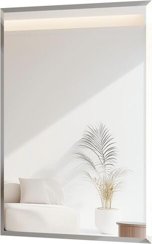 Frameless Rectangular Wall Mirror: Decorative Rectangle Mirrored Glass Vanity with Beveled Silver Edge for Bathroom Bedroom Livingroom Dining Room Entryway Hallway, 20 x 16 inch in Saudi Arabia