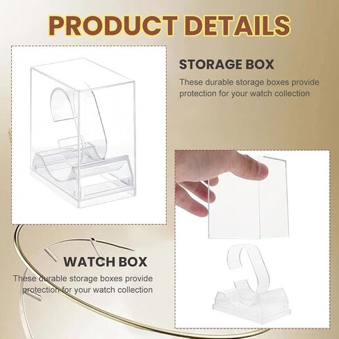 erioctry 2 Pack Watch Display stand Case Clear Plastic Single Watch Holder Box Storage Organizer for Jewelry Collection in Kuwait
