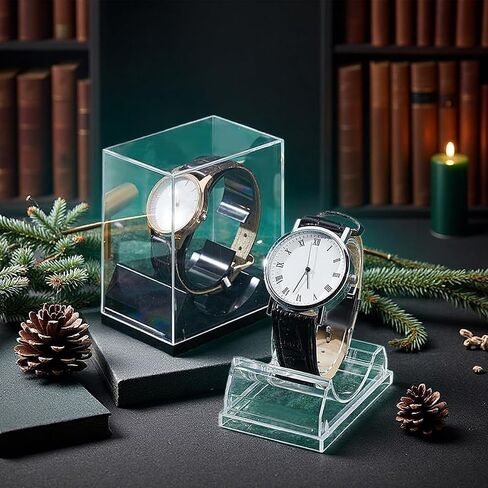 erioctry 2 Pack Watch Display stand Case Clear Plastic Single Watch Holder Box Storage Organizer for Jewelry Collection in Kuwait