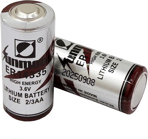 (2PCS/Set) ER14335 2/3AA Button Top Battery 3.6V 1650mAh Primary Lithium Battery for Smoke Alarm Smart Meters Temperature Monitors Flashlight in Kuwait