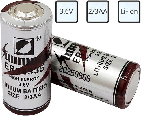 (2PCS/Set) ER14335 2/3AA Button Top Battery 3.6V 1650mAh Primary Lithium Battery for Smoke Alarm Smart Meters Temperature Monitors Flashlight in Kuwait