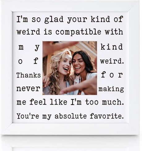 THYGIFTREE Funny Best Friend Gift for Women Sentimental Friendship Keepsake Picture Frame BFF Birthday Christmas Presents for Her Favorite Human Weirdo Soul Sister in Saudi Arabia