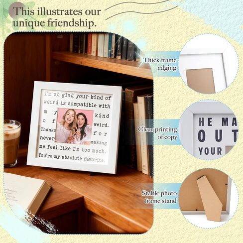 THYGIFTREE Funny Best Friend Gift for Women Sentimental Friendship Keepsake Picture Frame BFF Birthday Christmas Presents for Her Favorite Human Weirdo Soul Sister in Saudi Arabia