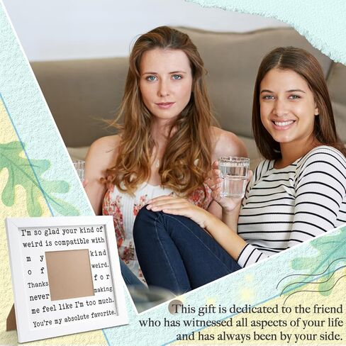 THYGIFTREE Funny Best Friend Gift for Women Sentimental Friendship Keepsake Picture Frame BFF Birthday Christmas Presents for Her Favorite Human Weirdo Soul Sister in Saudi Arabia