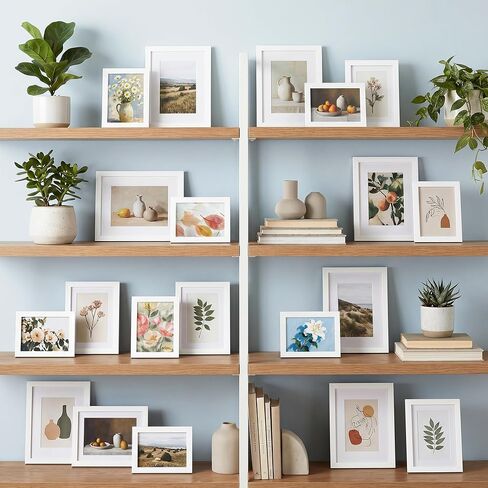 إطار صورة مقاس 3.5 × 5، إطارات صور مثبتة على الحائط أو سطح الطاولة مع خشب هندسي، أبيض، 4 عبوات in Kuwait
