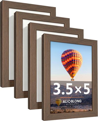 إطار صورة مقاس 3.5 × 5، إطارات صور مثبتة على الحائط أو سطح الطاولة مع خشب هندسي، أبيض، 4 عبوات in Kuwait