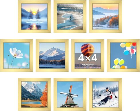 إطار صورة مقاس 3.5 × 5، إطارات صور مثبتة على الحائط أو سطح الطاولة مع خشب هندسي، أبيض، 4 عبوات in Kuwait