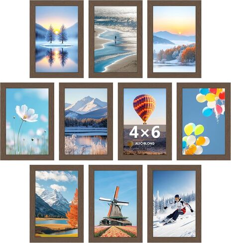 إطار صورة مقاس 3.5 × 5، إطارات صور مثبتة على الحائط أو سطح الطاولة مع خشب هندسي، أبيض، 4 عبوات in Kuwait