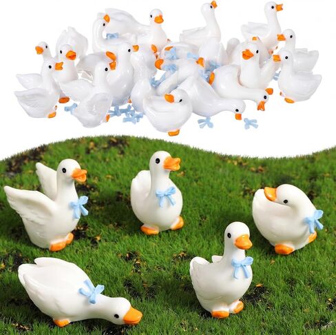 Novabright 100 Pcs Mini Gooses Resin Tiny Gooses Figurine with Bows for Small Desk Goose Gift Decor for Cake Topper, Micro Landscape Ornaments, Miniature Geese Animal Statues (Pink) in Saudi Arabia