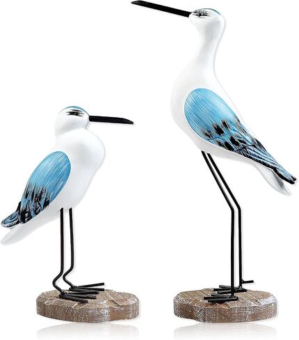2 Pcs Wooden Seagull Figurine Sea Bird Statue Table Decorations Nautical Coastal Themed Centerpiece Decor for Home Decor Living Room Beach Party Beach Condo Table Display Holiday in Saudi Arabia