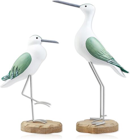 2 Pcs Wooden Seagull Figurine Sea Bird Statue Table Decorations Nautical Coastal Themed Centerpiece Decor for Home Decor Living Room Beach Party Beach Condo Table Display Holiday in Saudi Arabia
