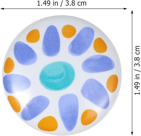 Tofficu 4pcs Cute Cartoon Ceramic Alloy Single Hole Round Cabinet Drawer Handles for Room Wardrobe Furniture Accessories, Colorful Pink, Blue, and Orange Sunburst Pattern in Saudi Arabia