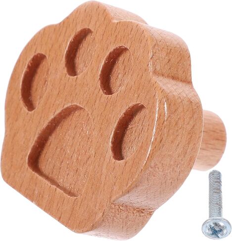 Homoyoyo Animal Paw Solid Beech Wood Drawer Pulls Cabinet Knobs for Nursery Room Dresser Handles Household Wood Knob Replacement with Screws Nursery Furniture Accents in Saudi Arabia