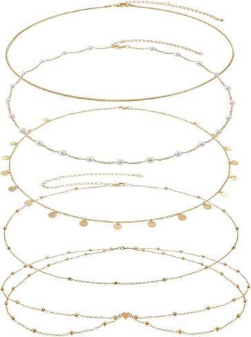 Avxdbr 5 Piece Gold Body Chain Set for Women Adjustable Waist Chains Boho Chic Layered Chains for Bikinis Summer Dresses Beach Parties Weddings Engagements Proms in Saudi Arabia