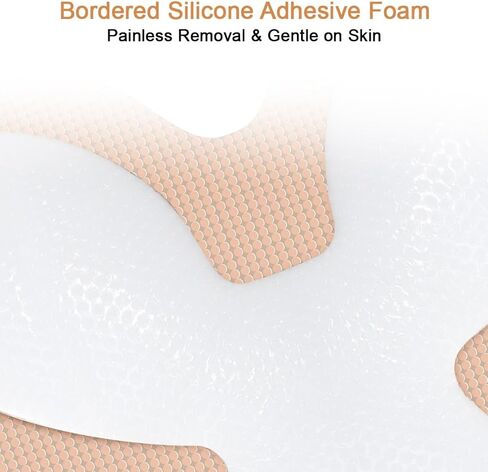 Heel Bordered Silicone Foam Dressing 8"x8" Waterproof Absorbent Wounds Bandages Heel Protector Pad for Cracked Heels/Ankle/Elbow Bedsore Ulcer Pack of 2 in Saudi Arabia