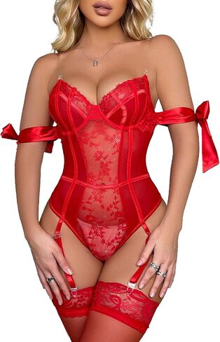 Women's Exotic Lingerie Sets,Babydoll Bodysuit Lingerie for Women,Teddy Lingerie with Stockings Sexy Nightwear in Saudi Arabia