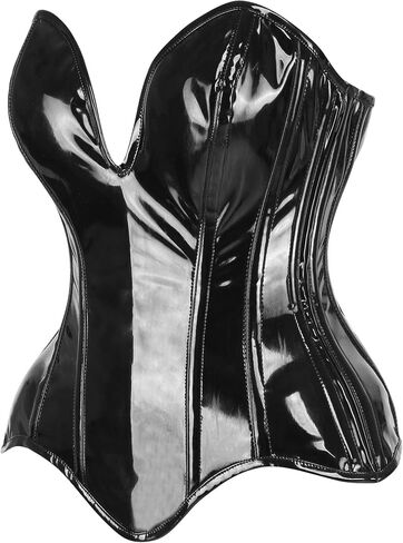 Daisy corsets Women's Daisy Corsets Top Drawer Steel Boned Patent Plunge Neckline Overbust Corset in Saudi Arabia
