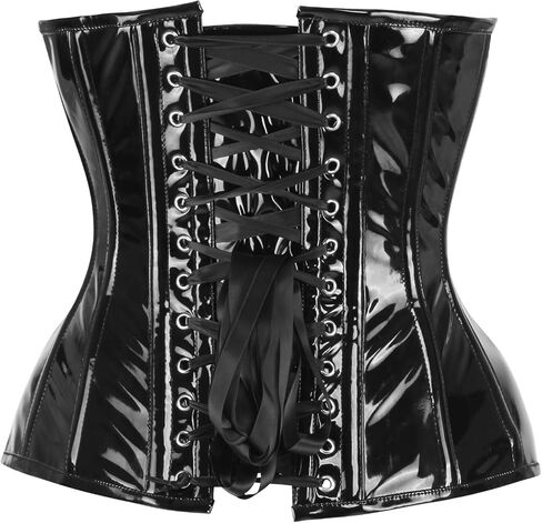 Daisy corsets Women's Daisy Corsets Top Drawer Steel Boned Patent Plunge Neckline Overbust Corset in Saudi Arabia