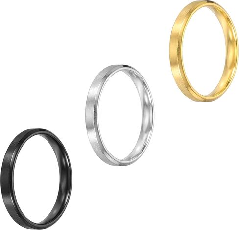 MECCANIXITY Stainless Steel Ring, Plain Ring Blanks Matte Brushed Wedding Bends for Men Women in Kuwait