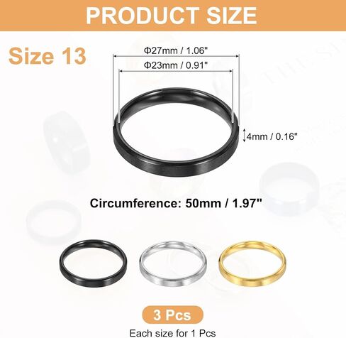 MECCANIXITY Stainless Steel Ring, Plain Ring Blanks Matte Brushed Wedding Bends for Men Women in Kuwait