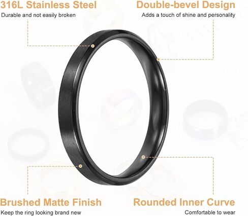 MECCANIXITY Stainless Steel Ring, Plain Ring Blanks Matte Brushed Wedding Bends for Men Women in Kuwait