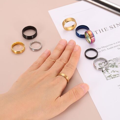 MECCANIXITY Stainless Steel Ring, Plain Ring Blanks Matte Brushed Wedding Bends for Men Women in Kuwait