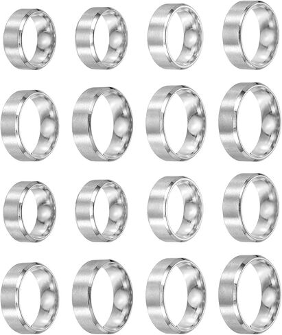 MECCANIXITY Stainless Steel Ring, Plain Ring Blanks Matte Brushed Wedding Bends for Men Women in Kuwait