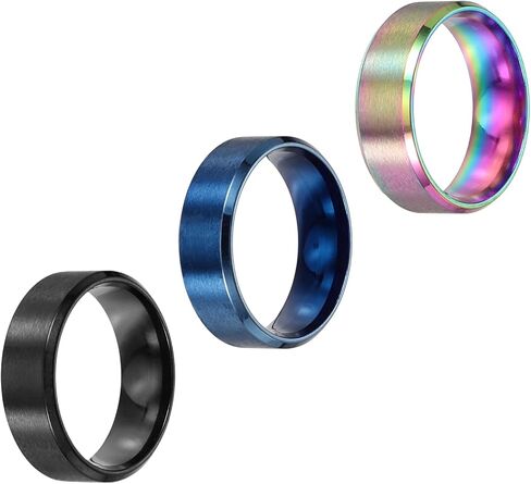 MECCANIXITY Stainless Steel Ring, Plain Ring Blanks Matte Brushed Wedding Bends for Men Women in Kuwait