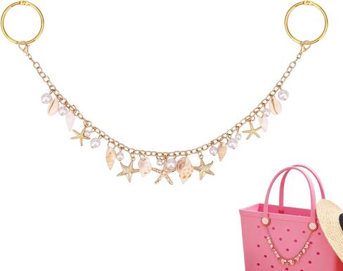 Beach Bag Charm Chain, Fashion Beach Pearl Starfish Conch Handbag Chain Funny Ocean Bag Charm for Crossbody & Handbag Decorative Accessory in Kuwait