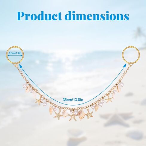 Beach Bag Charm Chain, Fashion Beach Pearl Starfish Conch Handbag Chain Funny Ocean Bag Charm for Crossbody & Handbag Decorative Accessory in Kuwait